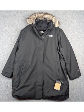 THE NORTH FACE Arctic Waterproof 600 Down Parka Coat Faux Fur Black Womens 3x